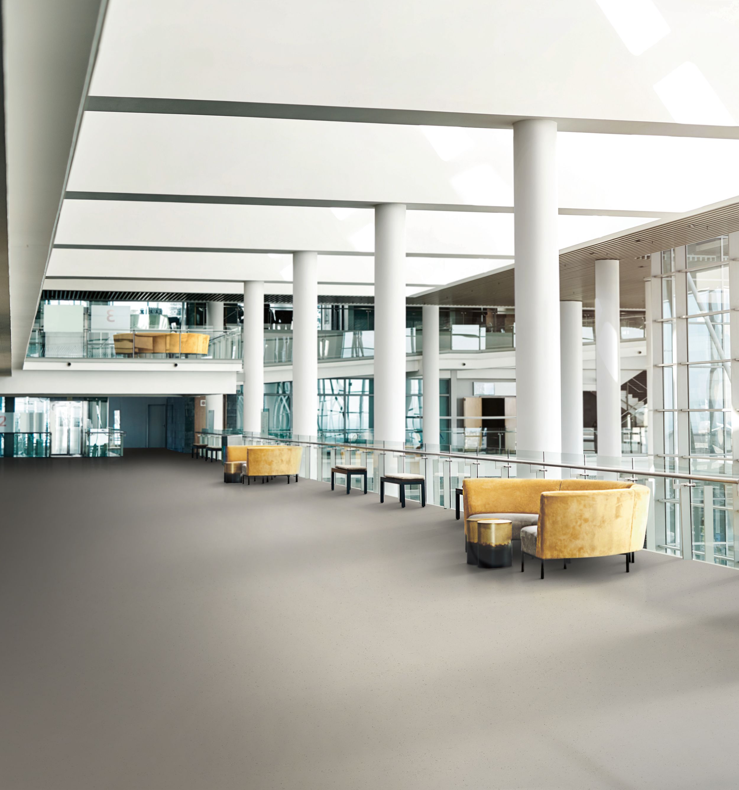 norament 926 kivo rubber flooring in open corridor/walkway with seating image number 3